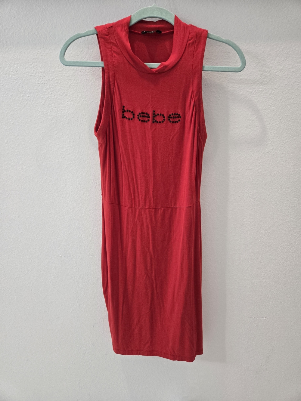 Bebe Red Sleeveless Mock Neck Bodycon Dress Size SP